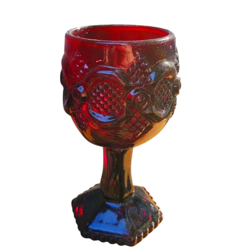 Ruby Red Glass Votive Candle Holder Avon Vintage Cape Cod Goblet